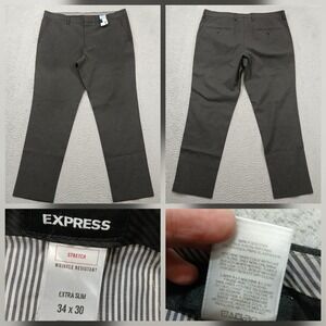 Express Dress Pants Men's 34x30 Charcoal Extra Slim Stretch Wrinkle Resistant